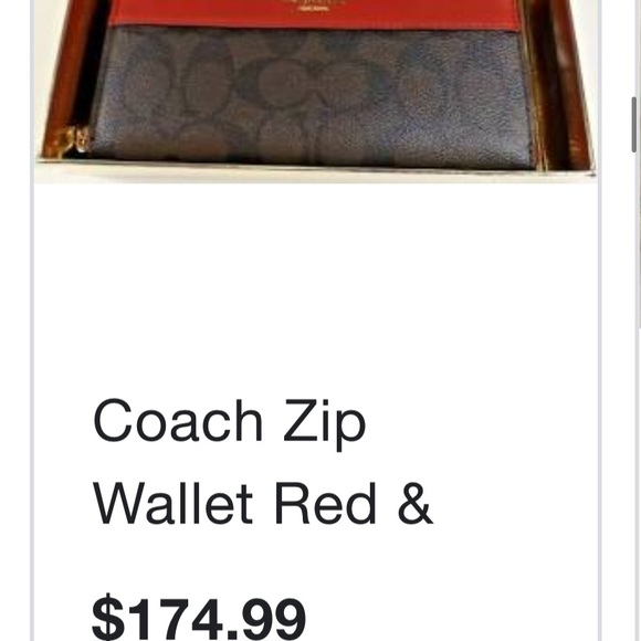 **100% AUTHENTIC** Red acordian zip Coach wallet - Picture 5 of 7